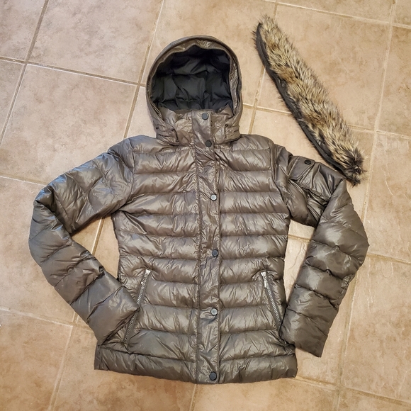 Marmot Women's Duck Down Short Bomber Puffer Jacket Coat, Olive Green, XS - Picture 13 of 16